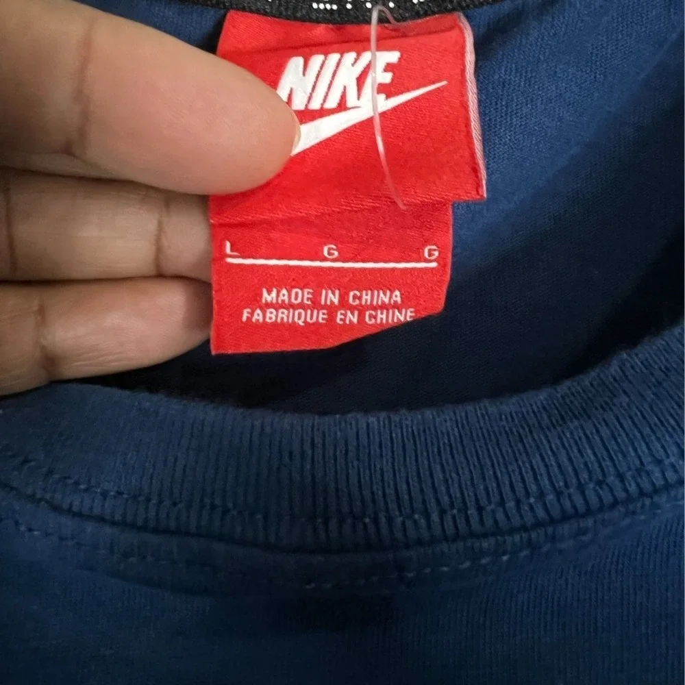 Nike International Women's Long Sleeve Graphic Top Blue Layered Hem - Size Large